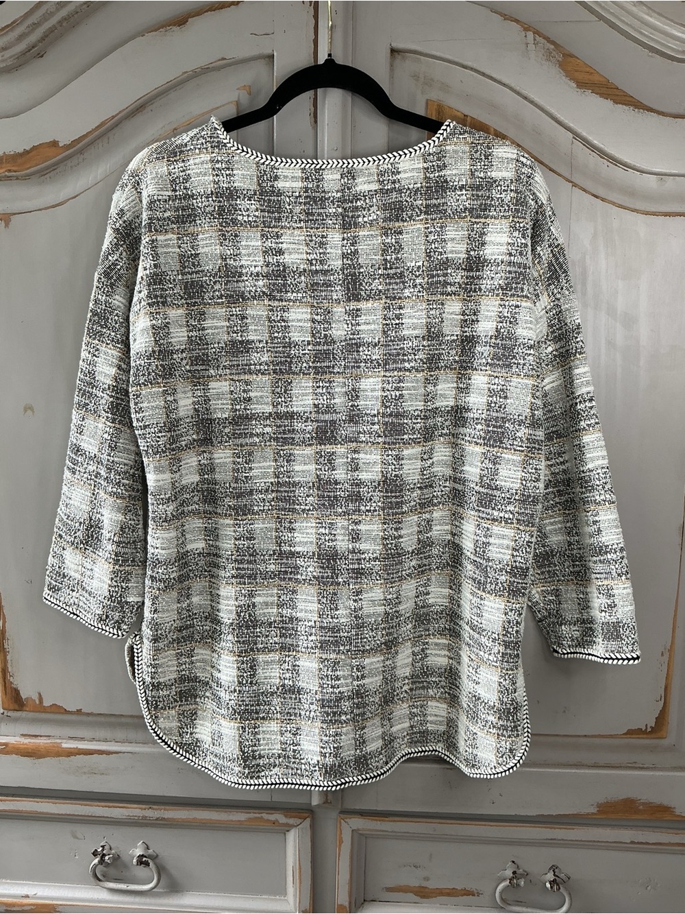 Max Studio | Tweed Knit Charcoal Taupe Tunic Top in Medium - Picture 5 of 7